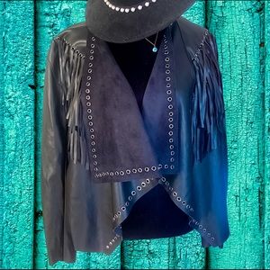 Guess faux leather fringe jacket